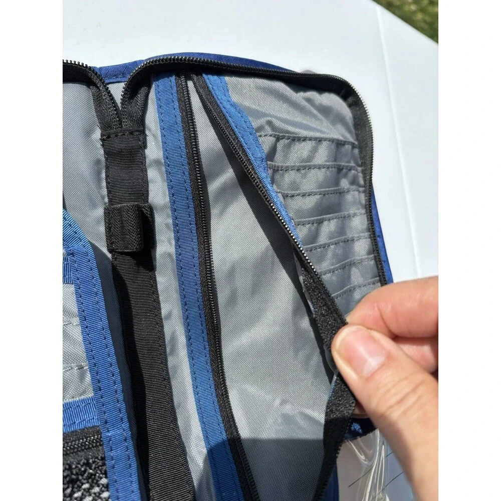 LL Bean Wallet Organizer Wristlet Blue Passport Travel Zip Around Nylon